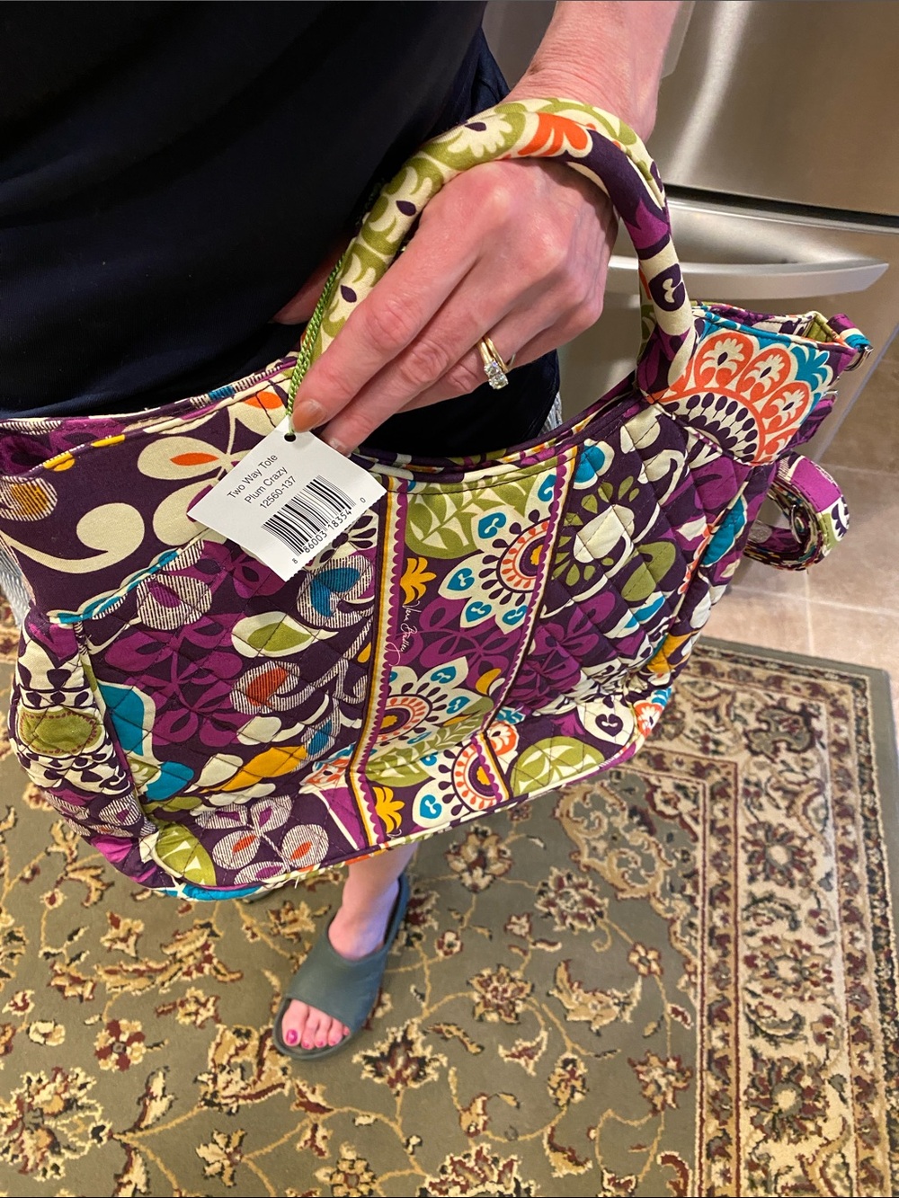 NWT Vera Bradley Plum Crazy Two Way Tote Quilted Bag With Detachable Strap MUSTY - Picture 16 of 16